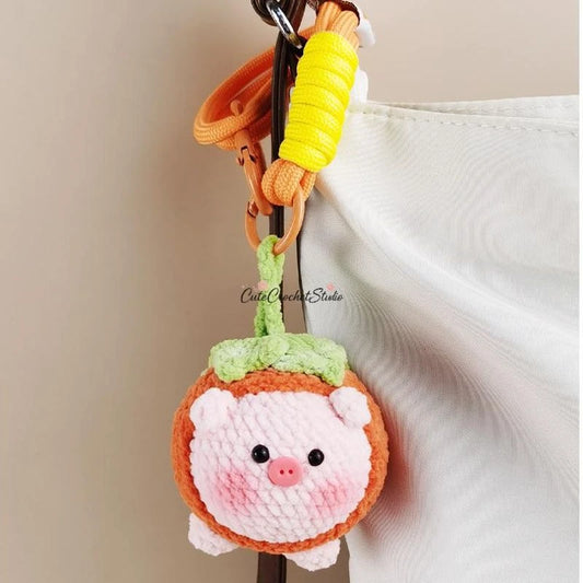 CCS Crocheted persimmon pig doll bag charm keychain gift