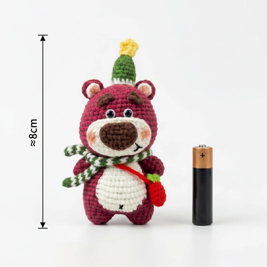 Handcrafted "Rosy-Cheeked Bear" Crochet Art Doll – Detailed Crochet Keychain