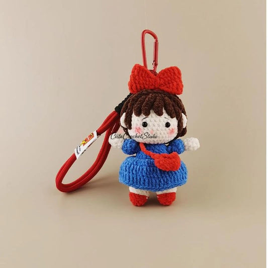 CCS Cute handmade crocheted witch Kiki delivery bag charm keychain pendant high-end gift