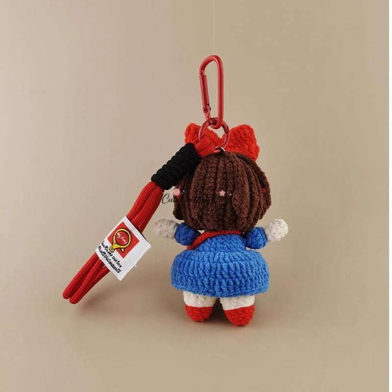 CCS Cute handmade crocheted witch Kiki delivery bag charm keychain pendant high-end gift