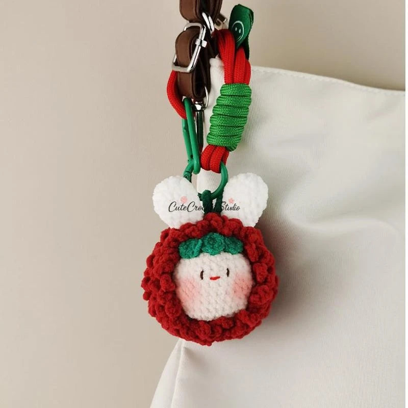 CCS Crocheted Bayberry Rabbit Dumpling Doll Bag Charm Keychain Small Gift