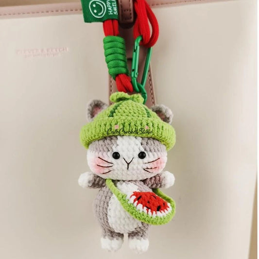 CCS Cute Watermelon Cat Doll Bag Pendant Pendant Keychain Pendant Niche Premium Gift