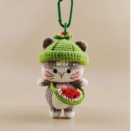 CCS Cute Watermelon Cat Doll Bag Pendant Pendant Keychain Pendant Niche Premium Gift
