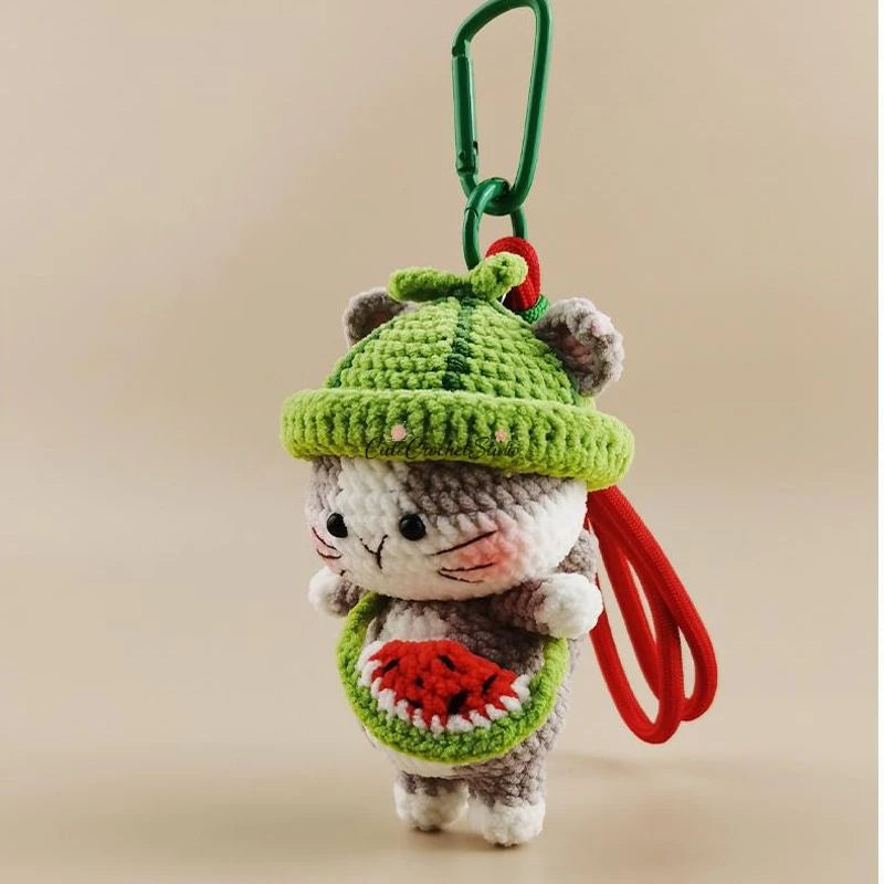 CCS Cute Watermelon Cat Doll Bag Pendant Pendant Keychain Pendant Niche Premium Gift