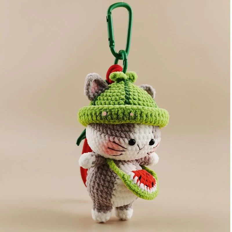 CCS Cute Watermelon Cat Doll Bag Pendant Pendant Keychain Pendant Niche Premium Gift