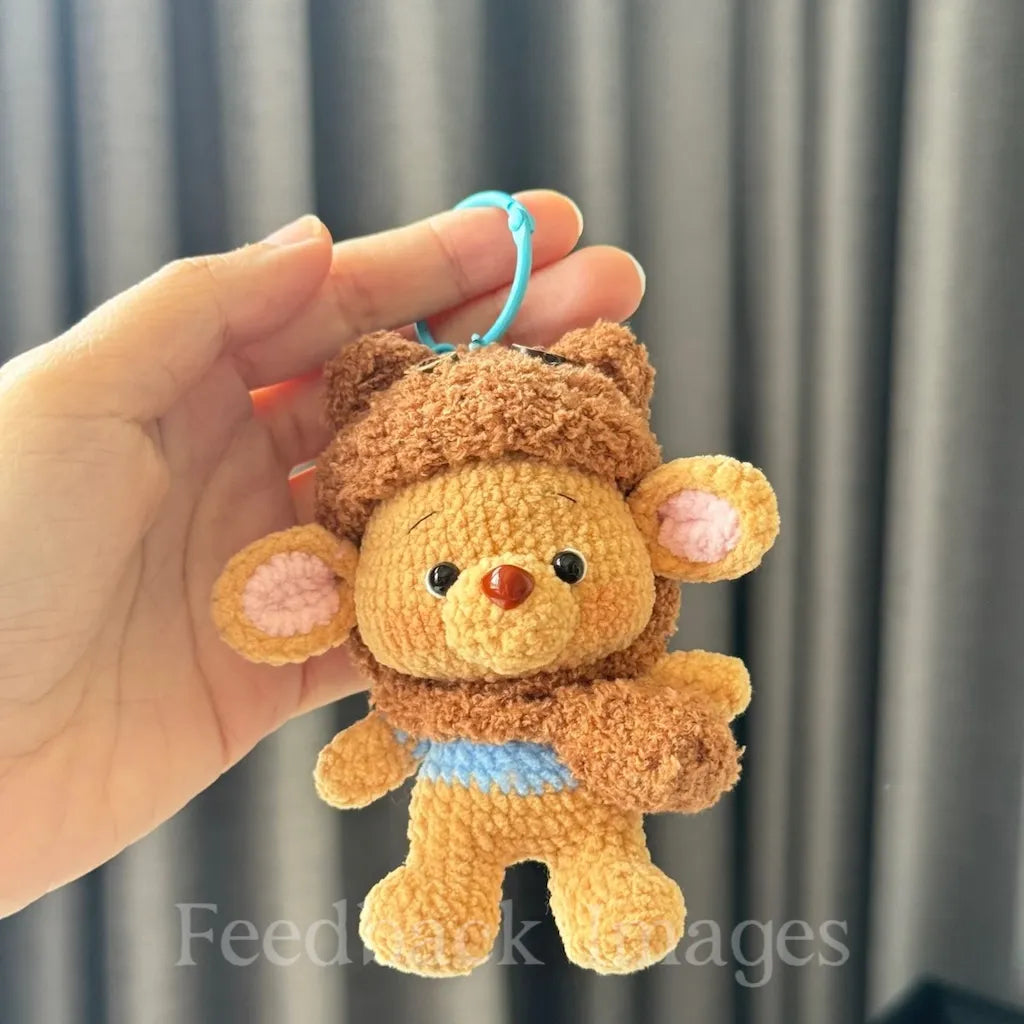 Handcrafted "Little Bean" Kangaroo Crochet Bag Charm - Fluffy Crochet Keychain