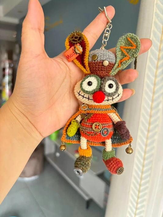 【005】Wool Yarn-Handcrafted Steampunk Rabbit -Crochet Doll