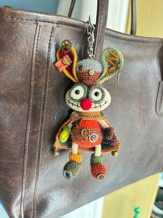 【005】Wool Yarn-Handcrafted Steampunk Rabbit -Crochet Doll