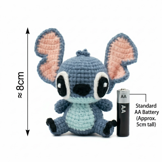 Handcrafted Blue Alien Crochet Bag Charm - Mini Crochet Keychain
