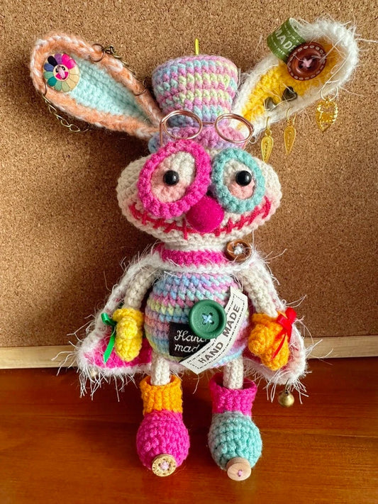【M01】Handcrafted Steampunk Rabbit -Crochet Art Doll