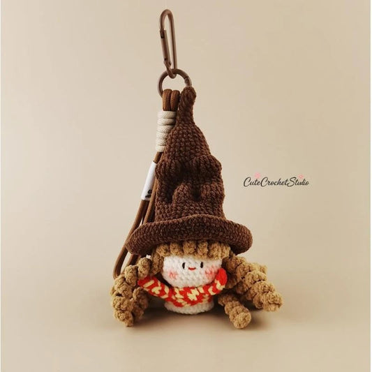 CCS Magic Academy Hermione Handmade Crocheted Doll Bag Charm Keychain Gift