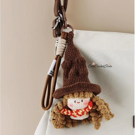 CCS Magic Academy Hermione Handmade Crocheted Doll Bag Charm Keychain Gift